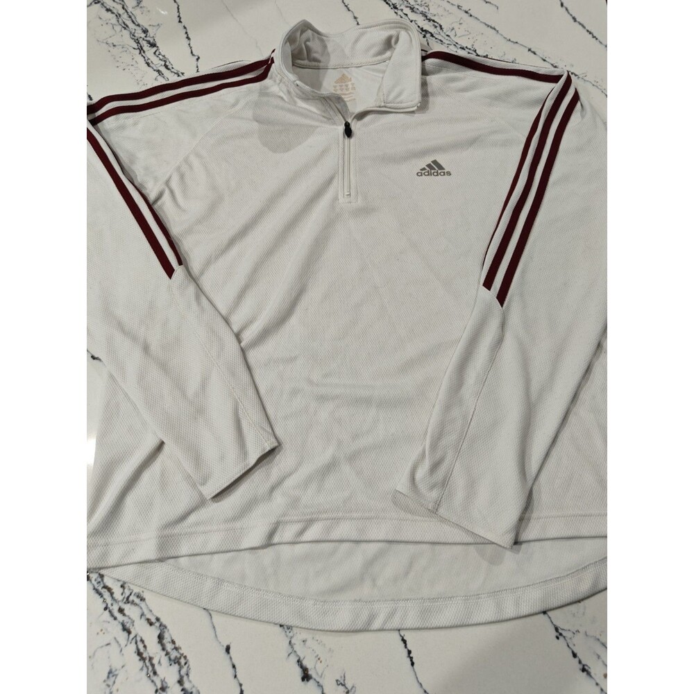Vintage 2000s Adidas Logo White/Red Stripe Full Zip Track Jacket Size XL